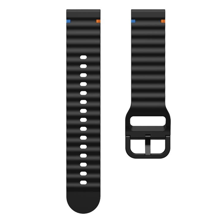 20mm Kalebol Wave Stitch Silicone Watch Band(Black) by Kalebol