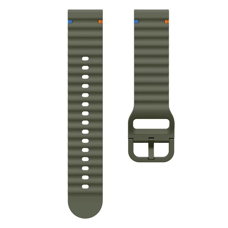 20mm Kalebol Wave Stitch Silicone Watch Band(Army Green) by Kalebol