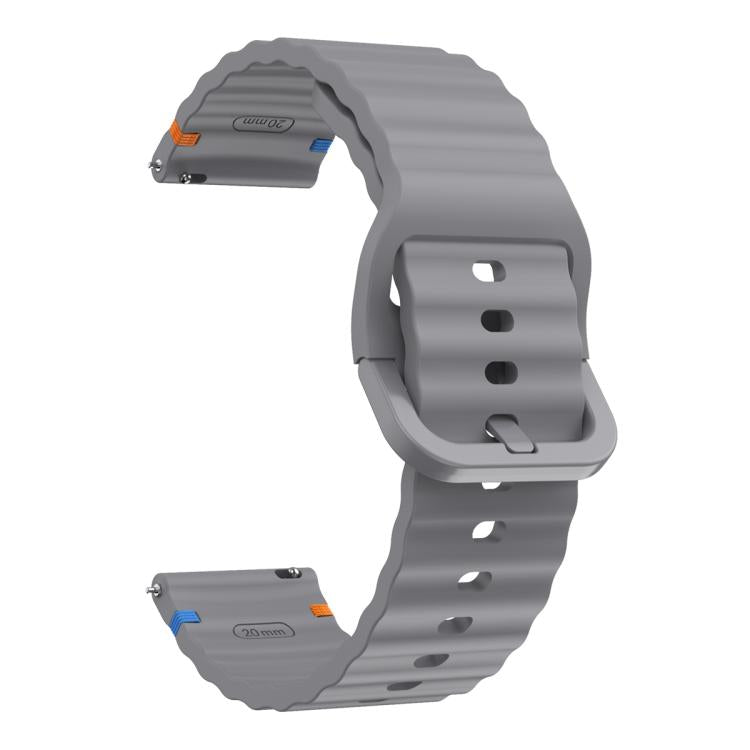 20mm Kalebol Wave Stitch Silicone Watch Band(Dark Grey) by Kalebol