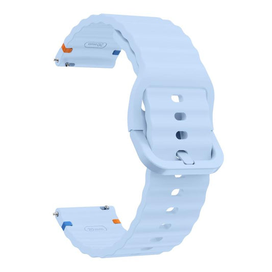 22mm Kalebol Wave Stitch Silicone Watch Band(Light Blue) by Kalebol