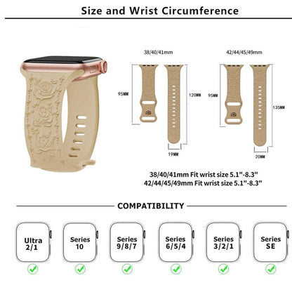 For Apple Watch 46mm / 49mm / 45mm / 44mm Kalebol 8-shaped Buckle Rose Embossed Silicone Watch Band(Brown) by Kalebol