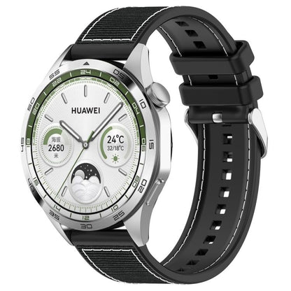 22mm Kalebol Ordinary Silver Buckle Hybrid Nylon Braid Silicone Watch Band(Black) by Kalebol