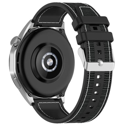 22mm Kalebol Ordinary Silver Buckle Hybrid Nylon Braid Silicone Watch Band(Black) by Kalebol