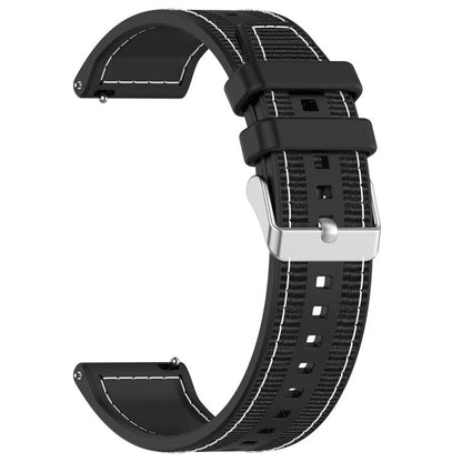 22mm Kalebol Ordinary Silver Buckle Hybrid Nylon Braid Silicone Watch Band(Black) by Kalebol