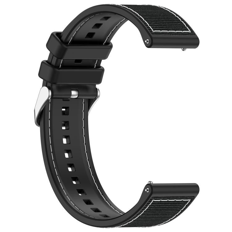 22mm Kalebol Ordinary Silver Buckle Hybrid Nylon Braid Silicone Watch Band(Black) by Kalebol