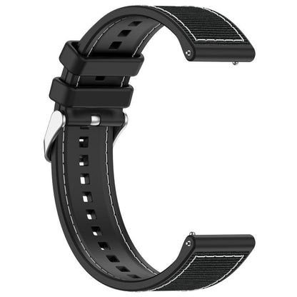 22mm Kalebol Ordinary Silver Buckle Hybrid Nylon Braid Silicone Watch Band(Black) by Kalebol