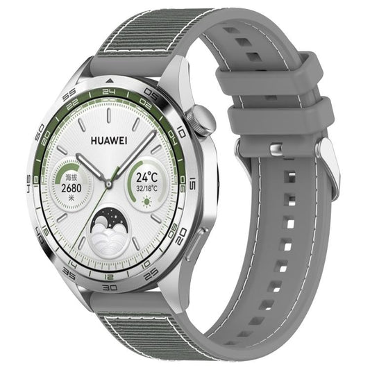 22mm Kalebol Ordinary Silver Buckle Hybrid Nylon Braid Silicone Watch Band(Grey) by Kalebol