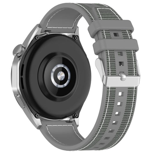 22mm Kalebol Ordinary Silver Buckle Hybrid Nylon Braid Silicone Watch Band(Grey) by Kalebol