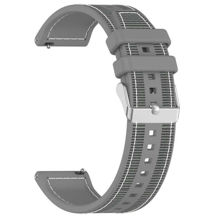 22mm Kalebol Ordinary Silver Buckle Hybrid Nylon Braid Silicone Watch Band(Grey) by Kalebol