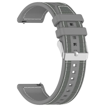22mm Kalebol Ordinary Silver Buckle Hybrid Nylon Braid Silicone Watch Band(Grey) by Kalebol
