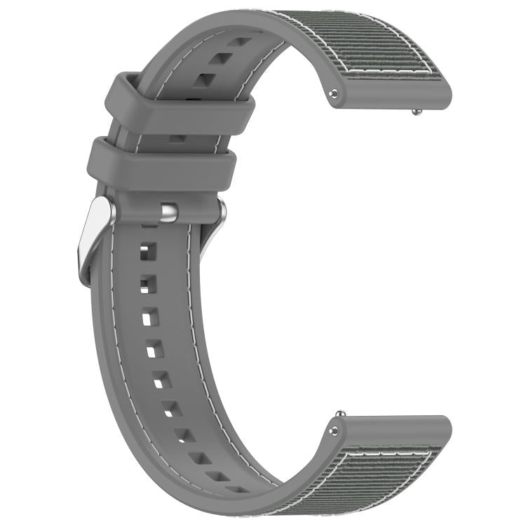 22mm Kalebol Ordinary Silver Buckle Hybrid Nylon Braid Silicone Watch Band(Grey) by Kalebol