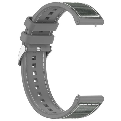 22mm Kalebol Ordinary Silver Buckle Hybrid Nylon Braid Silicone Watch Band(Grey) by Kalebol