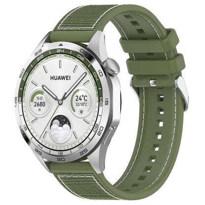 22mm Kalebol Ordinary Silver Buckle Hybrid Nylon Braid Silicone Watch Band(Green) by Kalebol