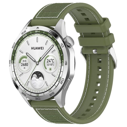 22mm Kalebol Ordinary Silver Buckle Hybrid Nylon Braid Silicone Watch Band(Green) by Kalebol