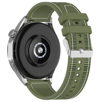 22mm Kalebol Ordinary Silver Buckle Hybrid Nylon Braid Silicone Watch Band(Green) by Kalebol
