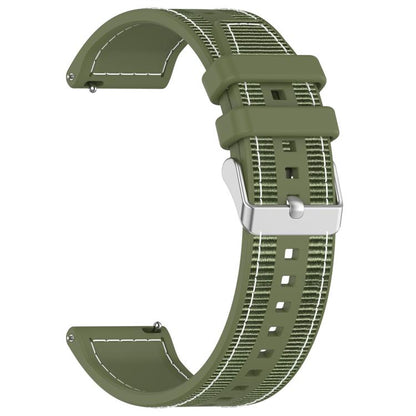 22mm Kalebol Ordinary Silver Buckle Hybrid Nylon Braid Silicone Watch Band(Green) by Kalebol