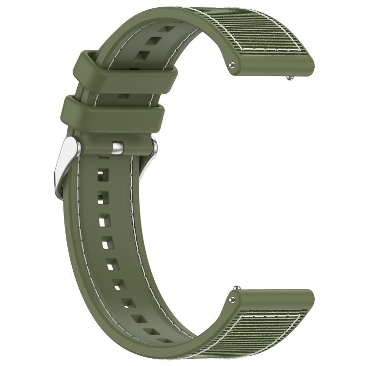 22mm Kalebol Ordinary Silver Buckle Hybrid Nylon Braid Silicone Watch Band(Green) by Kalebol