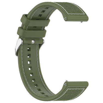 22mm Kalebol Ordinary Silver Buckle Hybrid Nylon Braid Silicone Watch Band(Green) by Kalebol