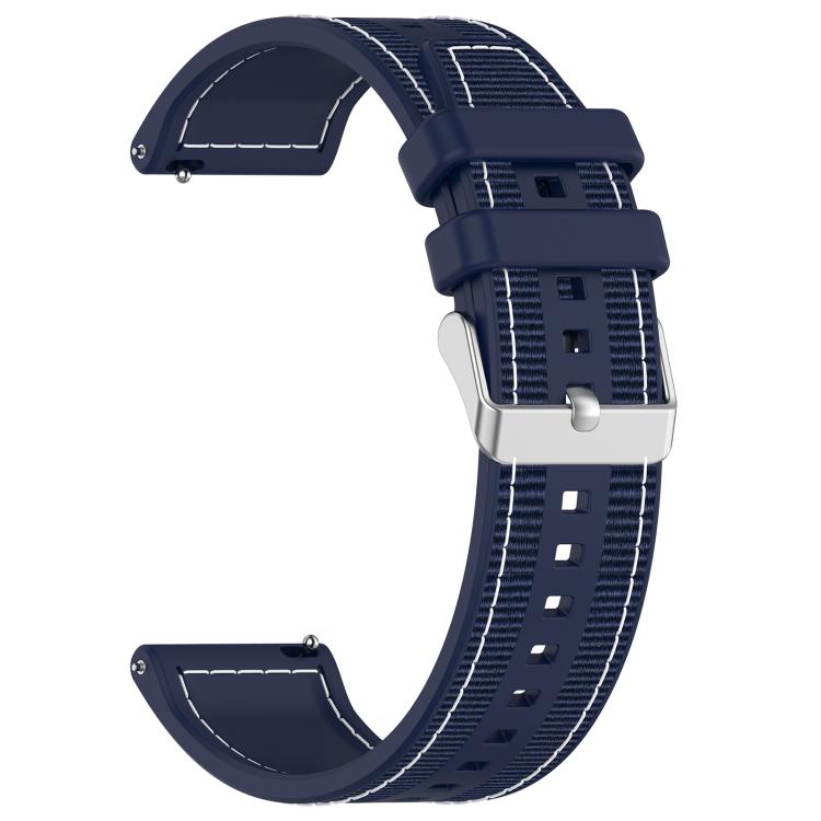 22mm Kalebol Ordinary Silver Buckle Hybrid Nylon Braid Silicone Watch Band(Midnight Blue) by Kalebol