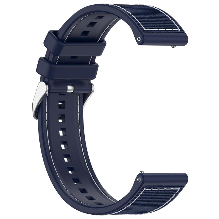 22mm Kalebol Ordinary Silver Buckle Hybrid Nylon Braid Silicone Watch Band(Midnight Blue) by Kalebol