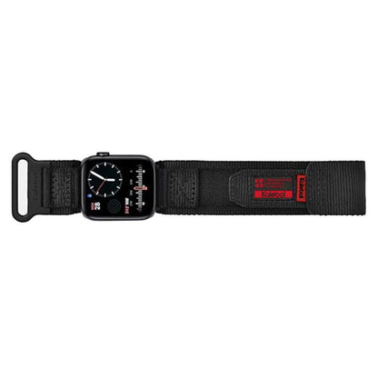 For Apple Watch 46mm / 49mm / 45mm / 44mm Kalebol Canvas Nylon Hook and Loop Watch Band(Black) by Kalebol