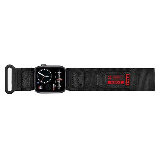 For Apple Watch 42mm / 41mm / 40mm / 38mm Kalebol Canvas Nylon Hook and Loop Watch Band(Black) by Kalebol