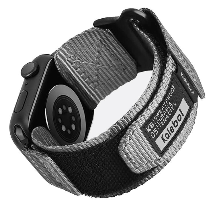 For Apple Watch 42mm / 41mm / 40mm / 38mm Kalebol Canvas Nylon Hook and Loop Watch Band(Grey) by Kalebol