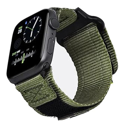 For Apple Watch 42mm / 41mm / 40mm / 38mm Kalebol Canvas Nylon Hook and Loop Watch Band(Army Green) by Kalebol
