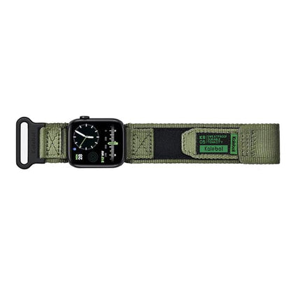 For Apple Watch 42mm / 41mm / 40mm / 38mm Kalebol Canvas Nylon Hook and Loop Watch Band(Army Green) by Kalebol