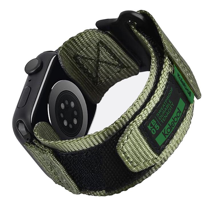 For Apple Watch 42mm / 41mm / 40mm / 38mm Kalebol Canvas Nylon Hook and Loop Watch Band(Army Green) by Kalebol