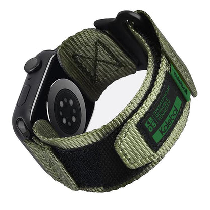 For Apple Watch 42mm / 41mm / 40mm / 38mm Kalebol Canvas Nylon Hook and Loop Watch Band(Army Green) by Kalebol