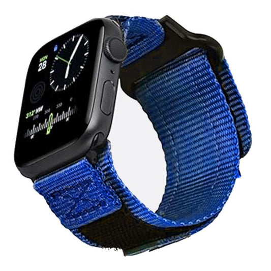 For Apple Watch 42mm / 41mm / 40mm / 38mm Kalebol Canvas Nylon Hook and Loop Watch Band(Blue) by Kalebol
