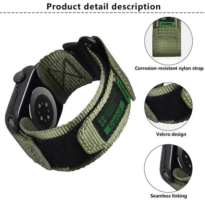 For Apple Watch 46mm / 49mm / 45mm / 44mm Kalebol Canvas Nylon Hook and Loop Watch Band(Black) by Kalebol