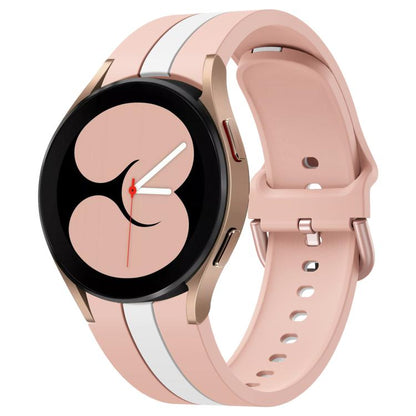 For Samsung Galaxy Watch7 / 6 / 5 Kalebol Three Vertical Stripes Same Color Buckle Silicone Strap(Pink White) by Kalebol