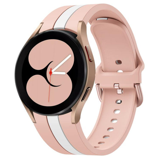 For Samsung Galaxy Watch7 / 6 / 5 Kalebol Three Vertical Stripes Same Color Buckle Silicone Strap(Pink White) by Kalebol
