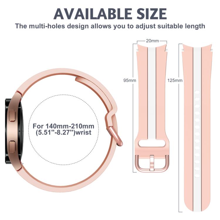 For Samsung Galaxy Watch7 / 6 / 5 Kalebol Three Vertical Stripes Same Color Buckle Silicone Strap(Pink White) by Kalebol