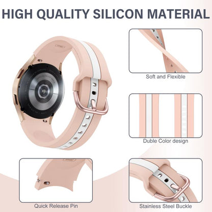 For Samsung Galaxy Watch7 / 6 / 5 Kalebol Three Vertical Stripes Same Color Buckle Silicone Strap(Pink White) by Kalebol
