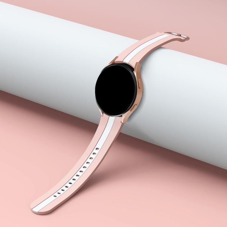 For Samsung Galaxy Watch7 / 6 / 5 Kalebol Three Vertical Stripes Same Color Buckle Silicone Strap(Pink White) by Kalebol