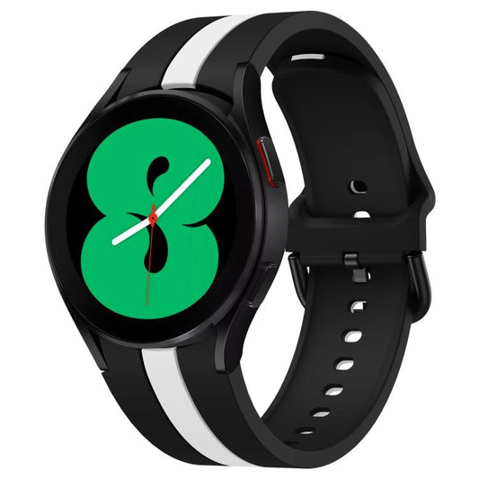 For Samsung Galaxy Watch7 / 6 / 5 Kalebol Three Vertical Stripes Same Color Buckle Silicone Strap(Black White) by Kalebol