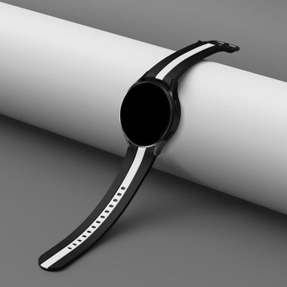 For Samsung Galaxy Watch7 / 6 / 5 Kalebol Three Vertical Stripes Same Color Buckle Silicone Strap(Black White) by Kalebol