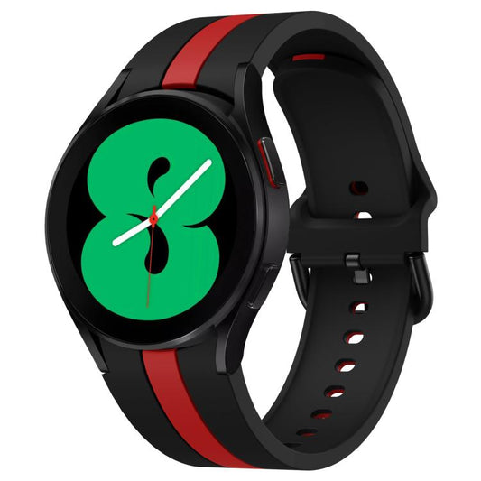 For Samsung Galaxy Watch7 / 6 / 5 Kalebol Three Vertical Stripes Same Color Buckle Silicone Strap(Black Red) by Kalebol