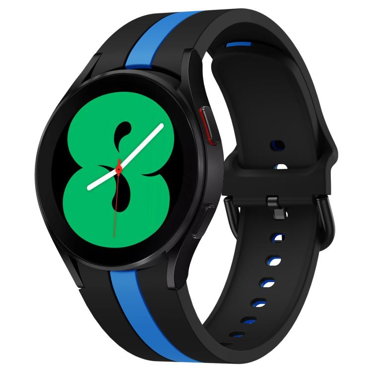 For Samsung Galaxy Watch7 / 6 / 5 Kalebol Three Vertical Stripes Same Color Buckle Silicone Strap(Black Blue) by Kalebol