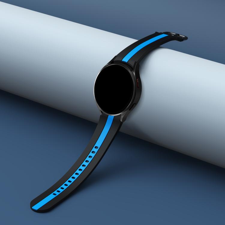 For Samsung Galaxy Watch7 / 6 / 5 Kalebol Three Vertical Stripes Same Color Buckle Silicone Strap(Black Blue) by Kalebol