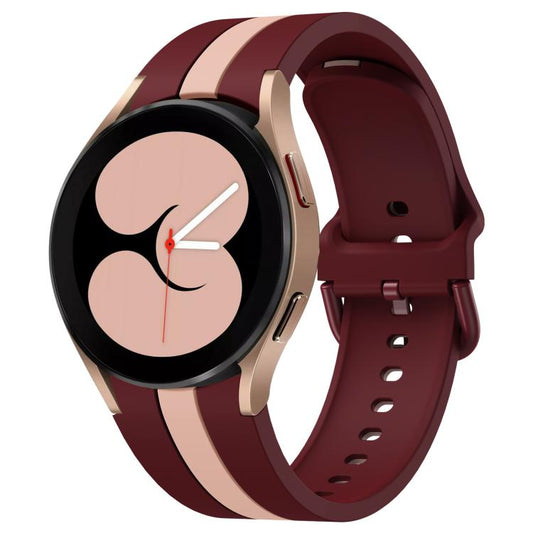 For Samsung Galaxy Watch7 / 6 / 5 Kalebol Three Vertical Stripes Same Color Buckle Silicone Strap(Wine Red Pink) by Kalebol