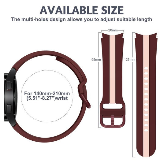 For Samsung Galaxy Watch7 / 6 / 5 Kalebol Three Vertical Stripes Same Color Buckle Silicone Strap(Wine Red Pink) by Kalebol