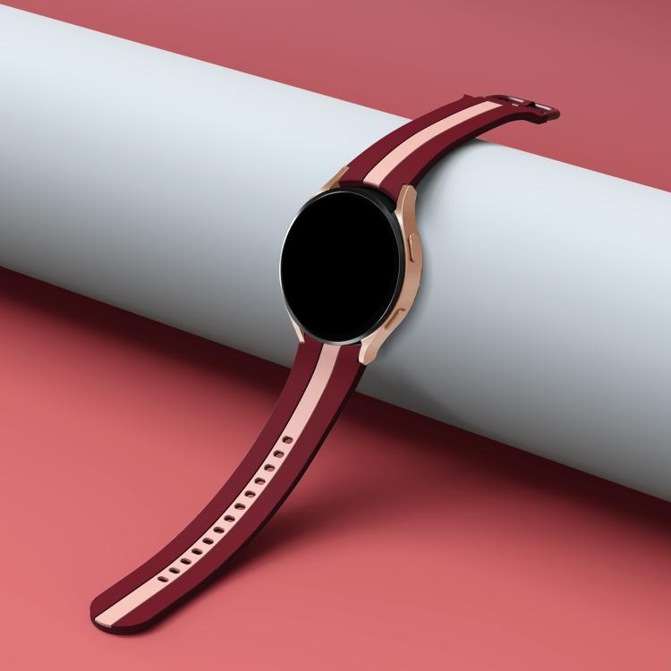 For Samsung Galaxy Watch7 / 6 / 5 Kalebol Three Vertical Stripes Same Color Buckle Silicone Strap(Wine Red Pink) by Kalebol