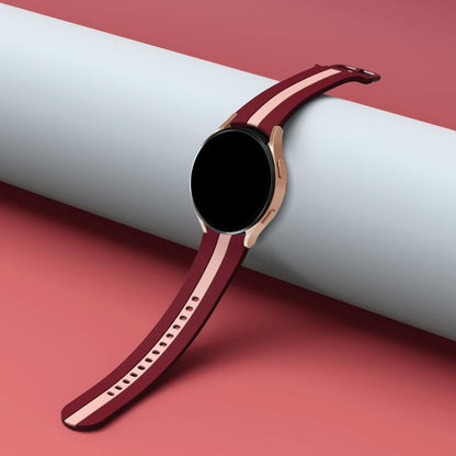 For Samsung Galaxy Watch7 / 6 / 5 Kalebol Three Vertical Stripes Same Color Buckle Silicone Strap(Wine Red Pink) by Kalebol