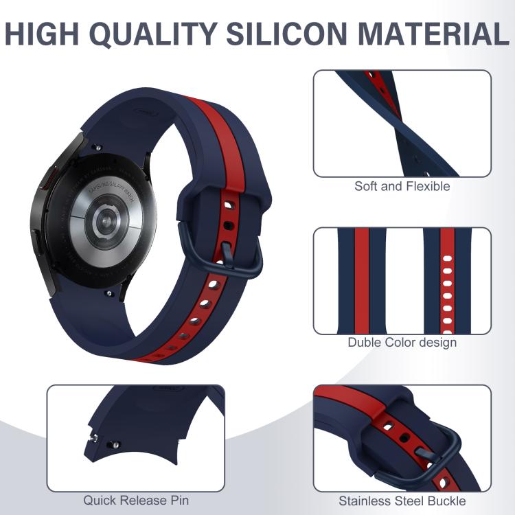 For Samsung Galaxy Watch7 / 6 / 5 Kalebol Three Vertical Stripes Same Color Buckle Silicone Strap(Blue Red) by Kalebol