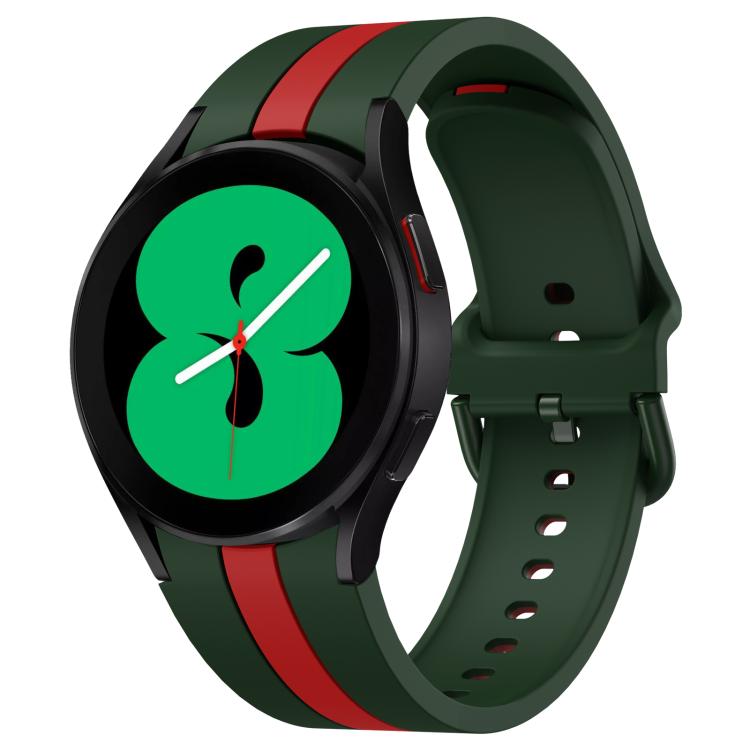 For Samsung Galaxy Watch7 / 6 / 5 Kalebol Three Vertical Stripes Same Color Buckle Silicone Strap(Green Red) by Kalebol