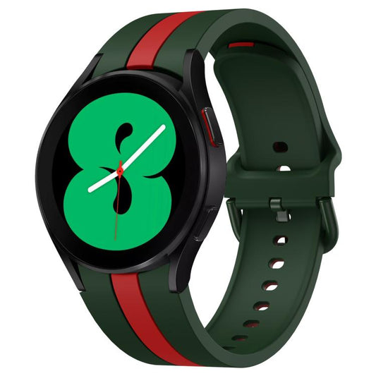 For Samsung Galaxy Watch7 / 6 / 5 Kalebol Three Vertical Stripes Same Color Buckle Silicone Strap(Green Red) by Kalebol